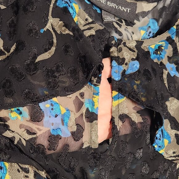 NWOT: Lane Bryant Floral Ruffle Semi Sheer Blouse. Size-18 (2X) - Price if Firm - Picture 3 of 6